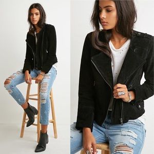 Genuine Suede Leather Moto Jacket